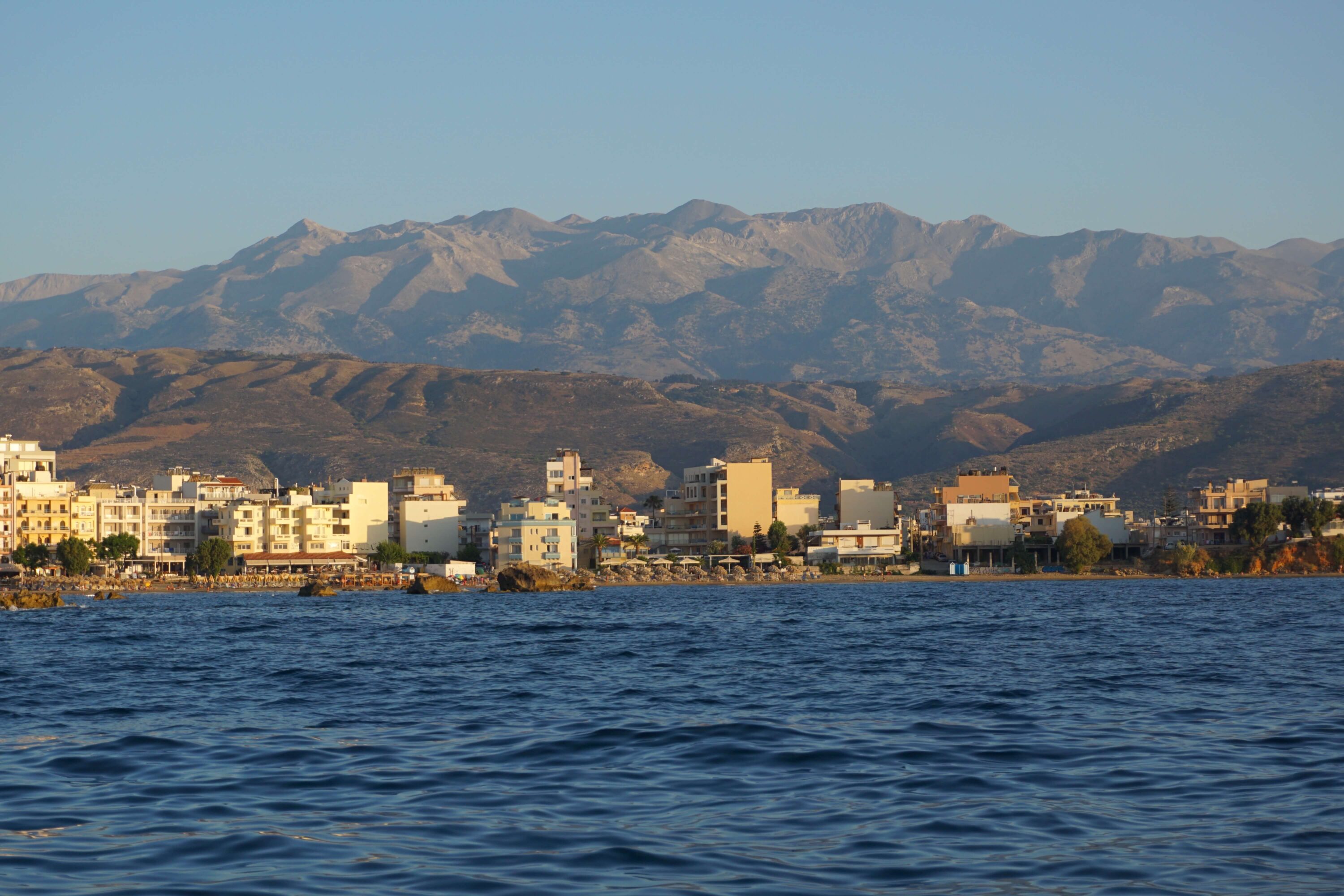 Nea Chora Beach with the White Mountains behind