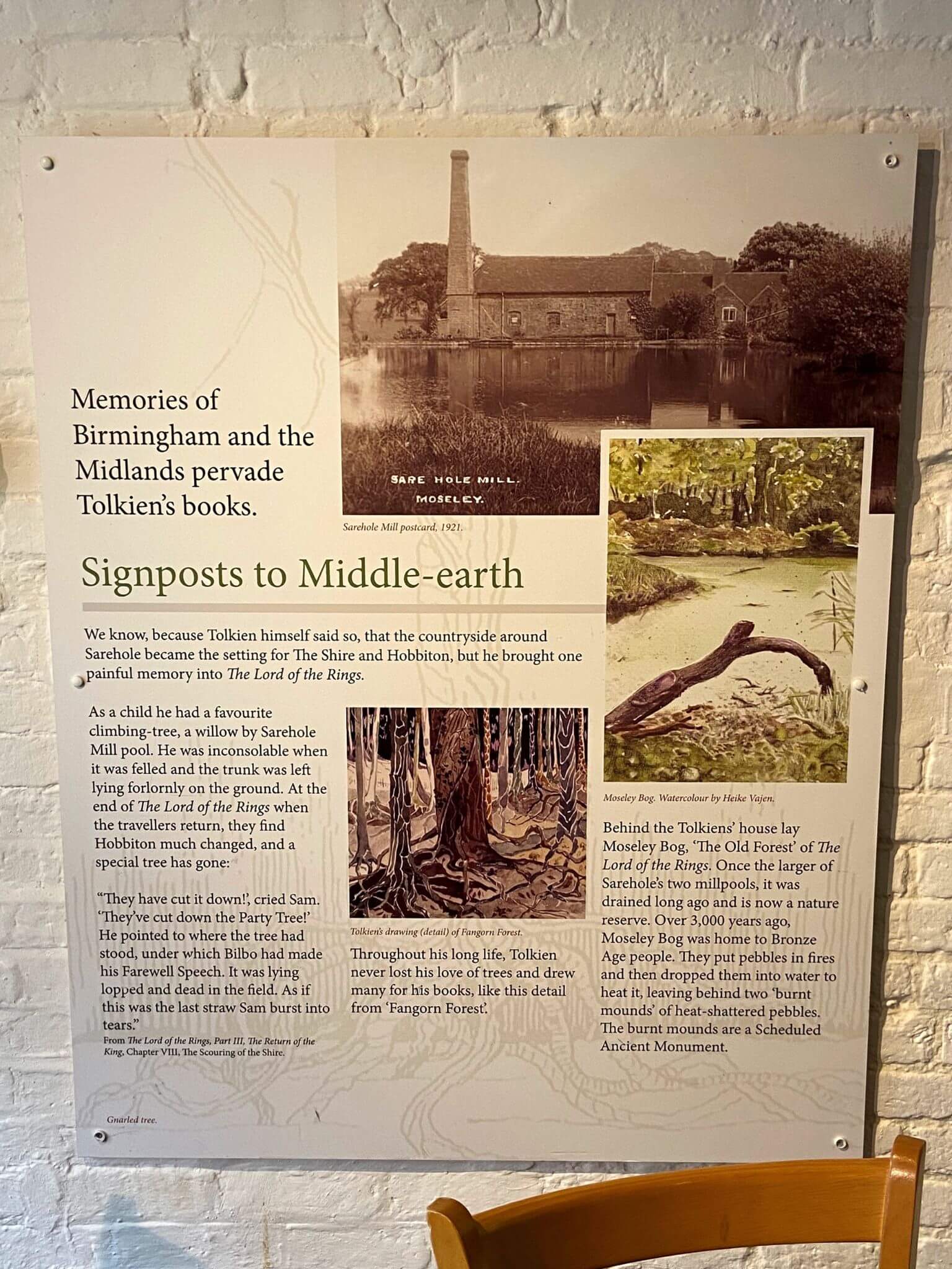 Information at the J.R.R Tolkien Gallery, Sarehole Mill