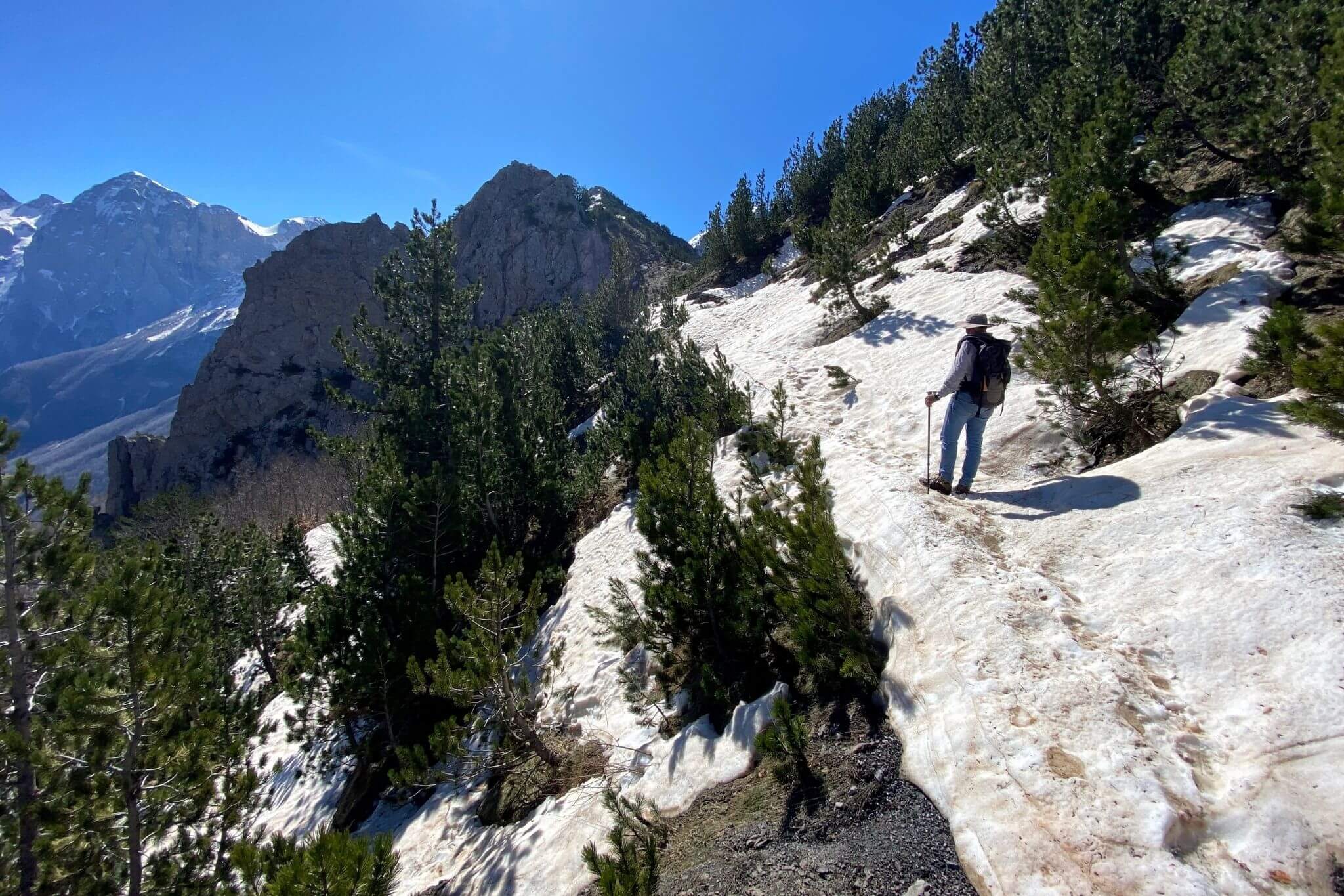 Guide taking us to the summit of the Valbona Pass